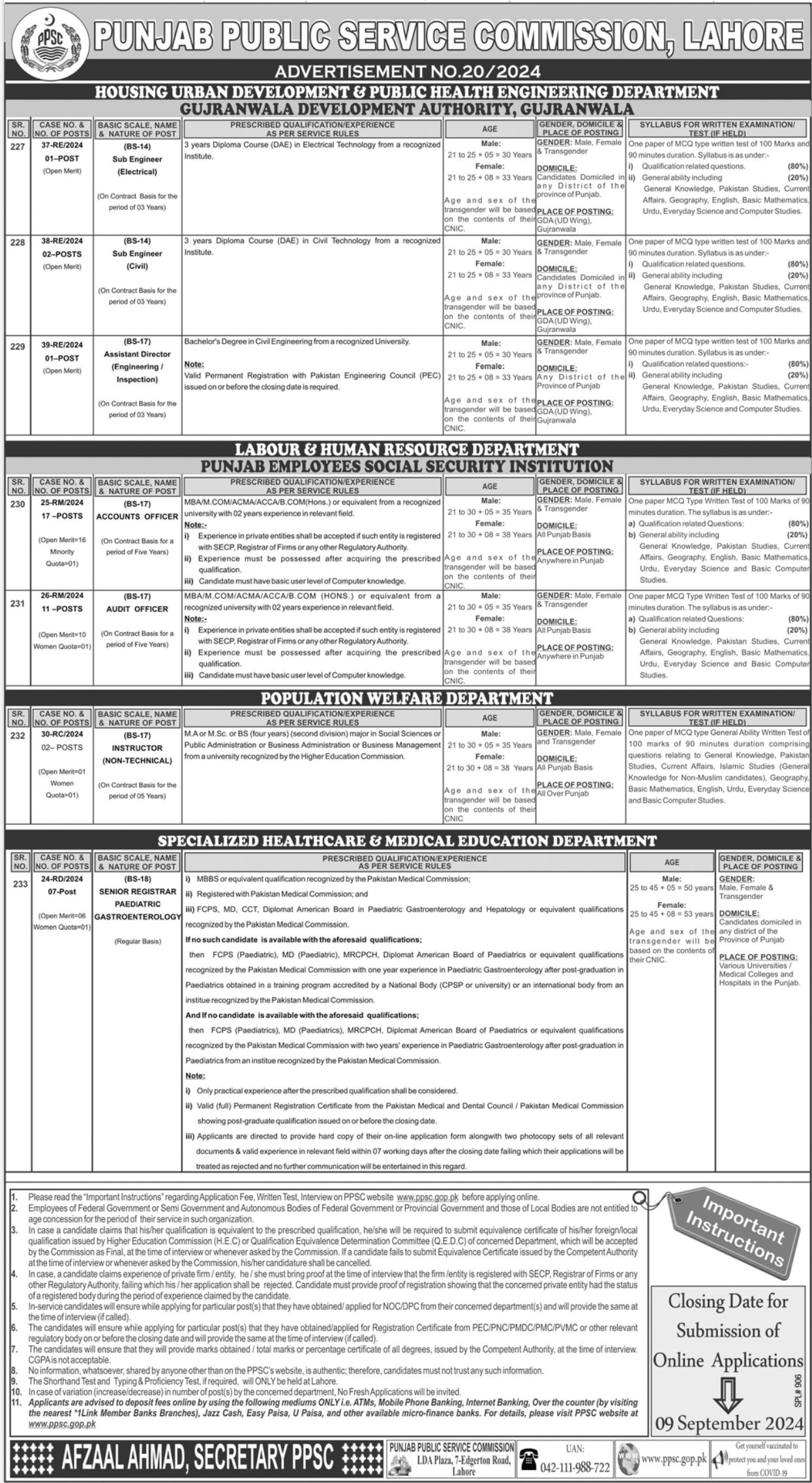 PPSC Jobs 2024 Apply Online - Punjab Public Service Commission ppsc.gop.pk