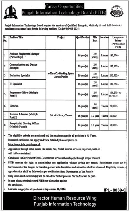 Punjab Information Technology Board (PITB) New Jobs 2024 Apply Now
