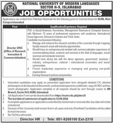 New Jobs 2024 National University of Modern Languages (NUML) Apply Online