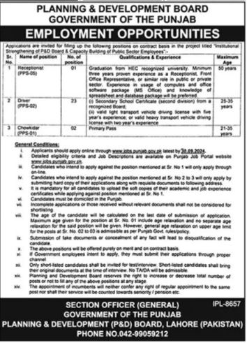 Planning & Development Board New Vacancies Job 2024 Online Apply