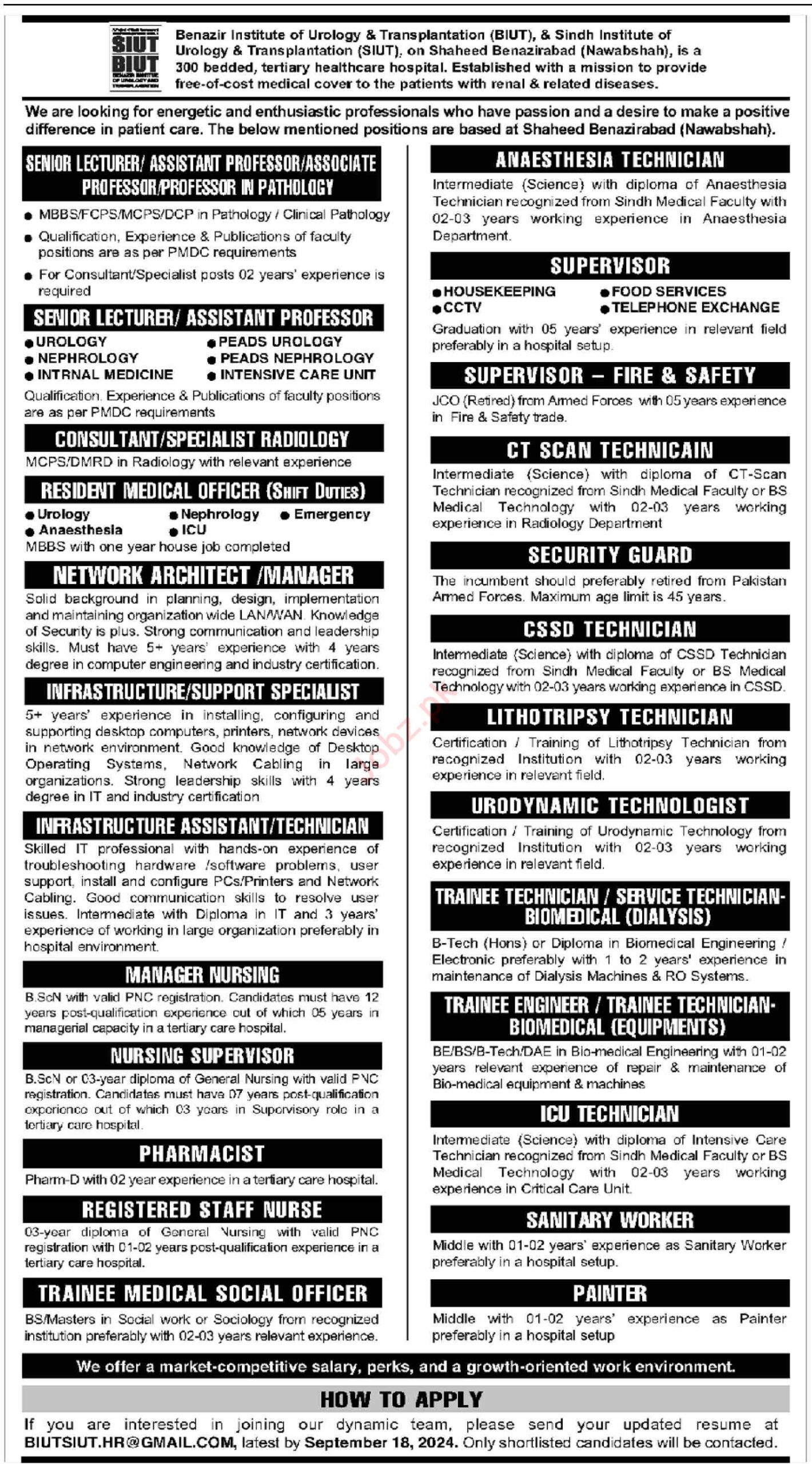 Latest Job Vacancies 2024 Sindh Institute of Urology & Transplantation (SIUT) Apply Online